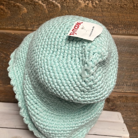 Free People NWT Seafoam Green Blue Crochet Knit Floppy Hat - Picture 4 of 5